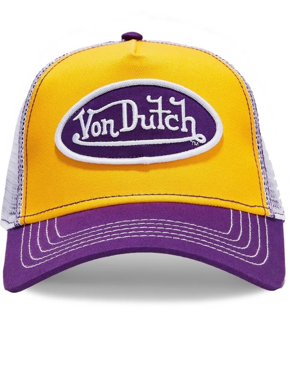 Von Dutch Yellow and Purple Logo Trucker Cap
Unisex